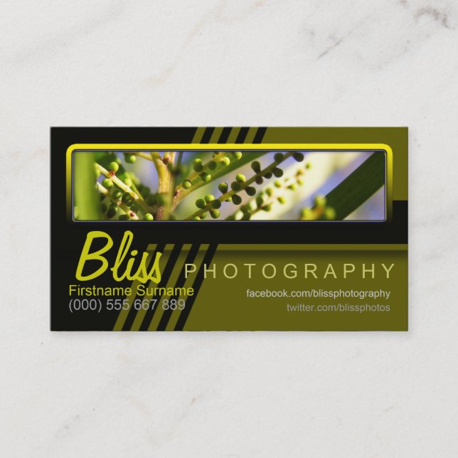 Carte De Visite Nature Green Black Photographie avec Modèle photo (Devant)
