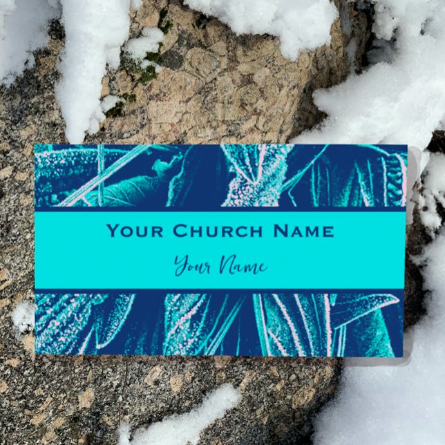 Carte De Visite Nature Turquoise Moderne Bible Verse Psaumes 23 (Personalize your own Church invitation cards with a favorite Bible Verse Scripture on Back. )
