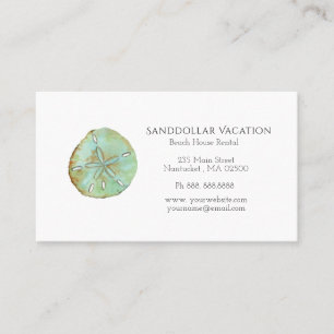 Carte de visite nautique dollar de sable aquarelle