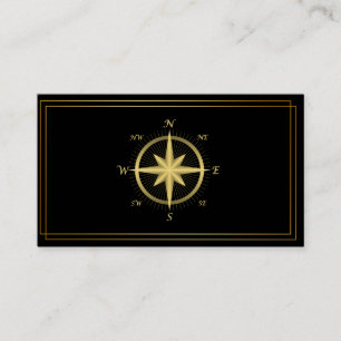 Carte de visite nautique moderne Compass Gold