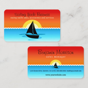 Carte De Visite Navigation noire de silhouette de yacht de voile