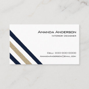 Carte De Visite Navy/Beige Paper Stripes