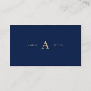 Carte De Visite Navy & Or Simple Minimaliste Professionnel Entrepr
