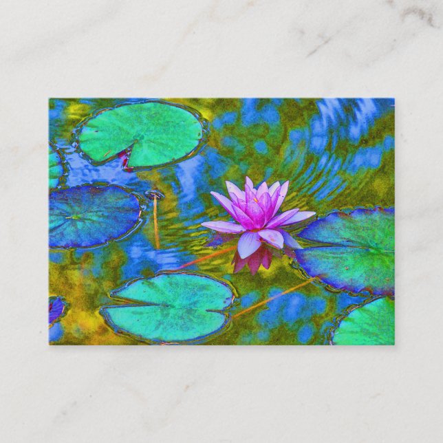 Carte De Visite Nénuphar Lotus pour le studio de yoga, spa, salon (Devant)