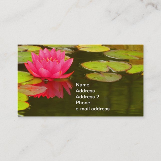 Carte De Visite Nénuphar rose sur l'étang personnalisable (Devant)
