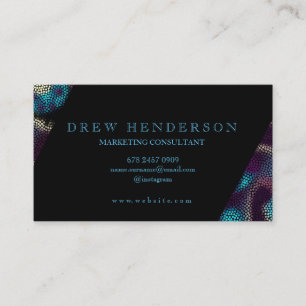 Carte De Visite Neon Art moderne noir et bleu professionnel