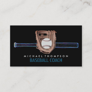 Carte De Visite Neon Baseball Bat & Gear, Joueur De Baseball, Entr