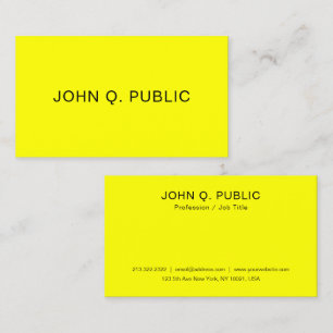 Carte De Visite Neon brillant Jaune brillant Élégant Modèle