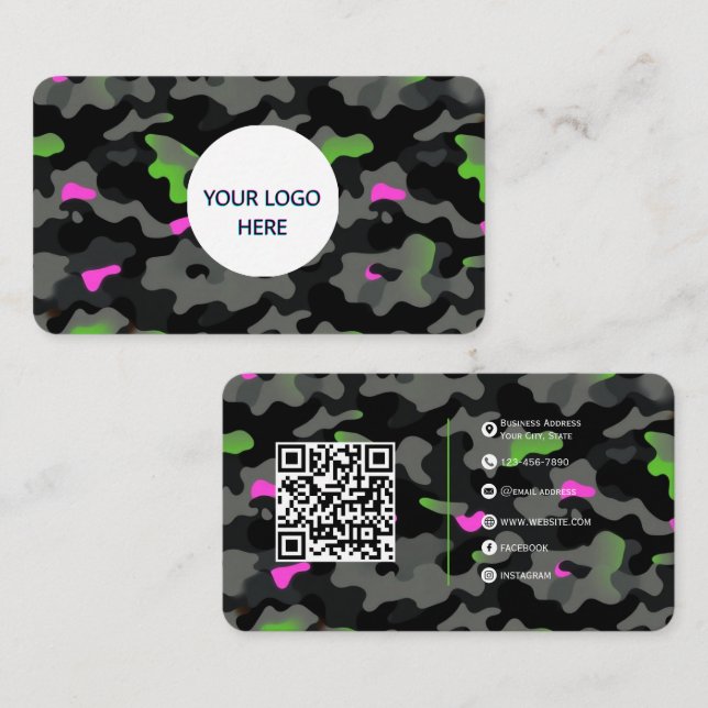 Carte De Visite Neon Camo - Design entièrement personnalisable et  (Devant / Derrière)