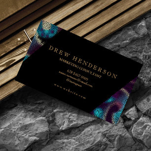 Carte De Visite Neon d'or noir   Moderne Faux Art Professional