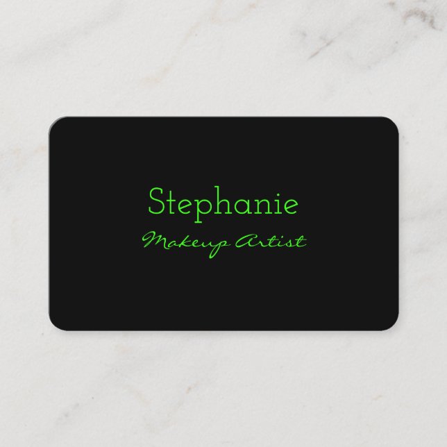Carte De Visite Neon Green Black Couleur personnalisée Maquillage  (Devant)