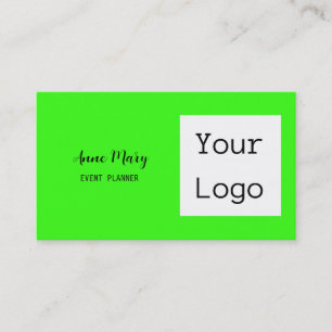 Carte De Visite Neon Green Black Couleur personnalisée Texte Photo