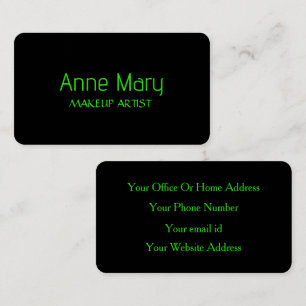 Carte De Visite Neon Green Bright Script maquillage Artist Salon 2