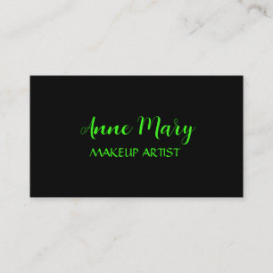 Carte De Visite Neon Green Bright Script maquillage Artiste Salon 