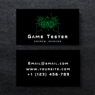 Carte De Visite Neon Green Contrôleur Joystick Jeu Tester Gamer