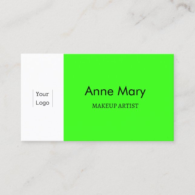 Carte De Visite Neon Green Custom Logo Maquillage Artiste Salon Mo (Devant)