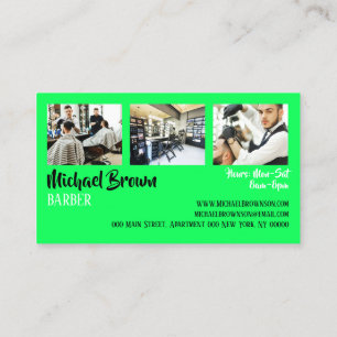 Carte De Visite Neon Green Photo Poche en Barbre encadré