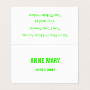 Carte De Visite Neon Green White Custom Color Mariage Événement mi