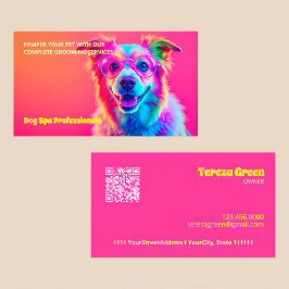 Carte De Visite Neon Grooming Chien QR