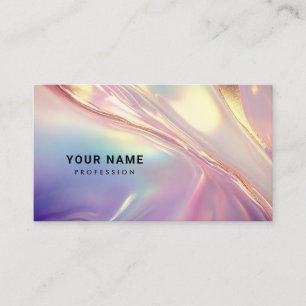 Carte De Visite Neon Holographic Liquid Textures QR Code