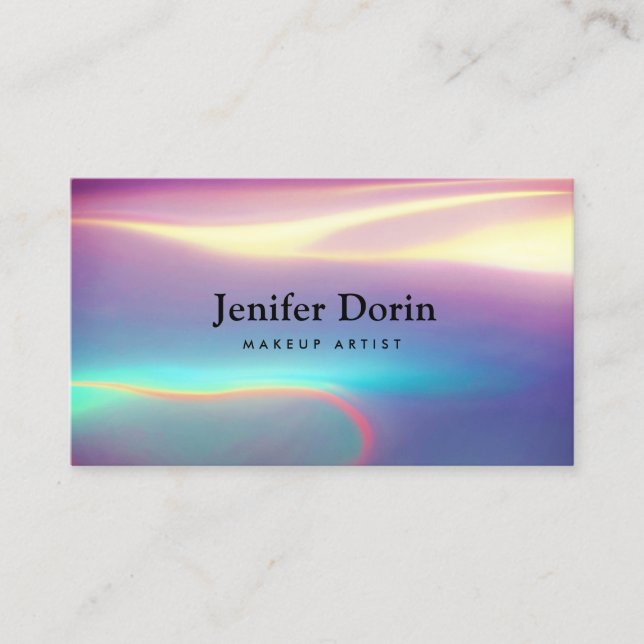 Carte De Visite Néon Holographique Textures modernes Code QR (Devant)