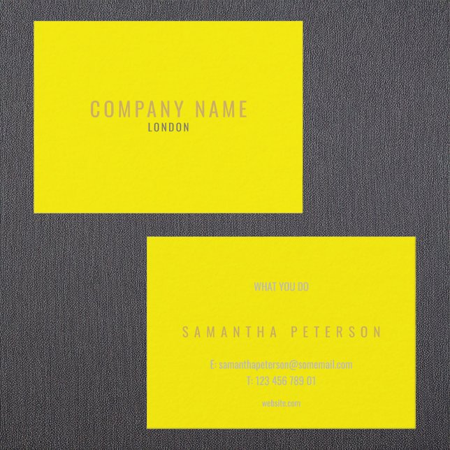 Carte De Visite néon jaune vif et or (Bright yellow neon and gold business card.)