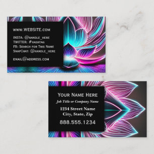 Carte De Visite Neon Nightclub Lotus Flower Professional Executive