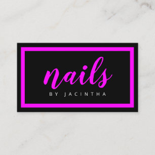 Carte De Visite Neon Rose Black Nail Technicien Salon Retro Person