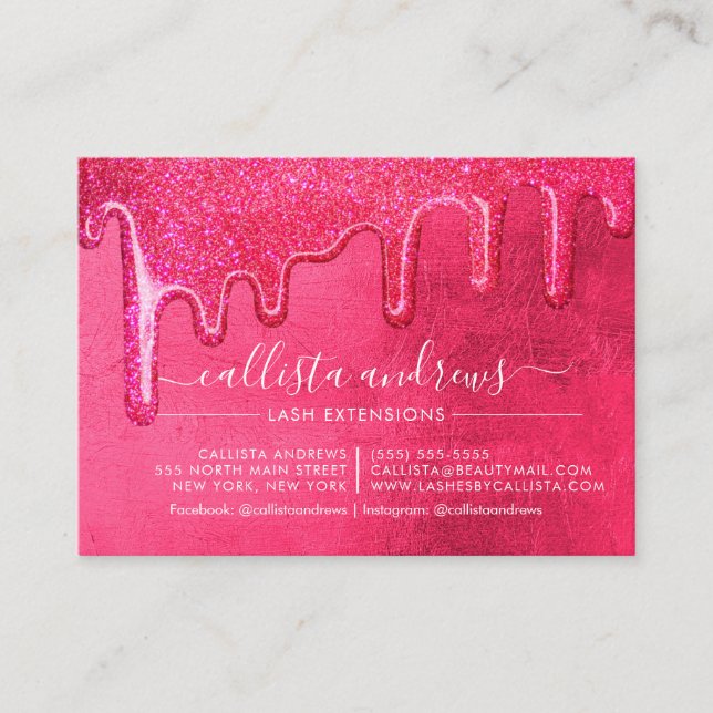 Carte De Visite Neon Rose épais Parties scintillant Lashes (Devant)