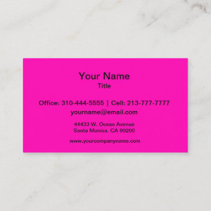 Carte De Visite Neon rose Personnaliser couleur solide