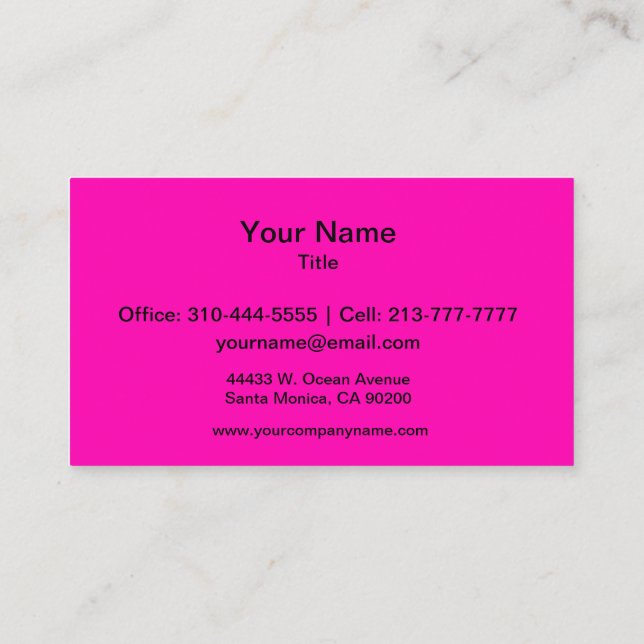 Carte De Visite Neon rose Personnaliser couleur solide (Dos)