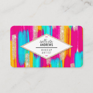 Carte De Visite Neon rose Turquoise Jaune Parties scintillant or P