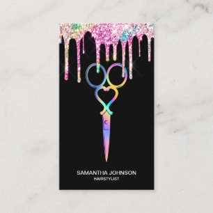 Carte De Visite Neon Unicorn Holographe coiffeuse