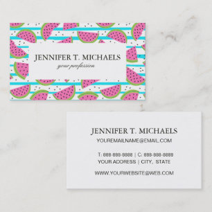 Carte De Visite Neon Watermelon sur Stripes Motif