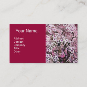 Carte De Visite NEST D'OISEAU, FLEURS DU PRINTEMPS Monogramme Rose
