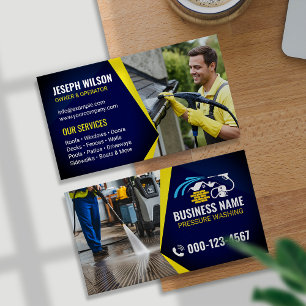 Carte De Visite Nettoyage Blue Yellow Power Wash Photo
