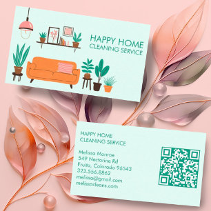 Carte De Visite Nettoyage de la maison Cute Livingroom Art personn