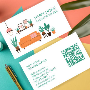 Carte De Visite Nettoyage de la maison Cute Livingroom Art personn