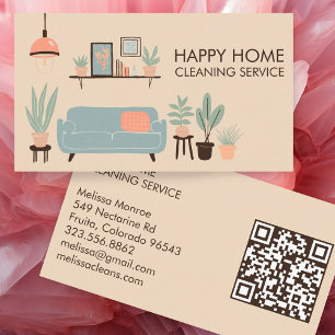 Carte De Visite Nettoyage de la maison Cute Livingroom Art personn