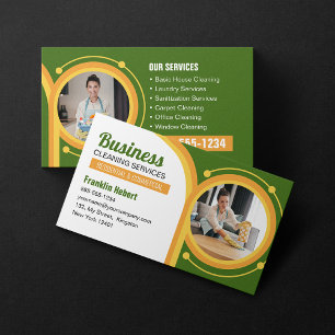 Carte De Visite Nettoyage de la maison de femme de ménage orange v