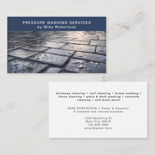 Carte De Visite Nettoyage de la maison de lavage à pression Modern (Devant / Derrière)