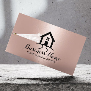 Carte De Visite Nettoyage de la maison Lave-vaisselle Logo Rose Go
