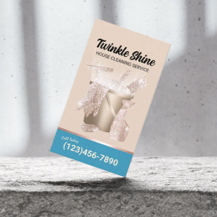 Carte De Visite Nettoyage de la maison moderne Begei & ménage bleu