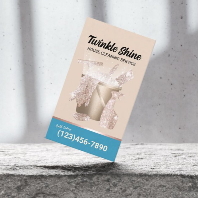 Carte De Visite Nettoyage de la maison moderne Begei & ménage bleu (Créateur téléchargé)