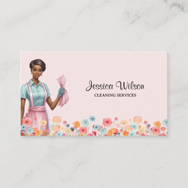 Carte De Visite Nettoyage de la maison Service de ménage rétro (Devant)