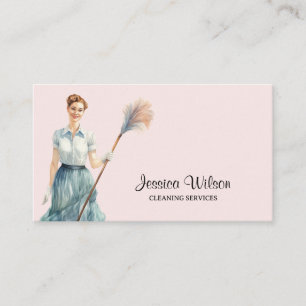 Carte De Visite Nettoyage de la maison Service de ménage rétro