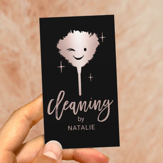 Carte De Visite Nettoyage de la maison souriante plumes Duster Mén (Créateur téléchargé)