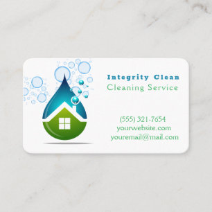 Carte De Visite Nettoyage de l'eau goutte bulles Housecleaning