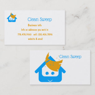 Carte De Visite Nettoyage de l'entreprise nettoyage Sweep Cute Hou