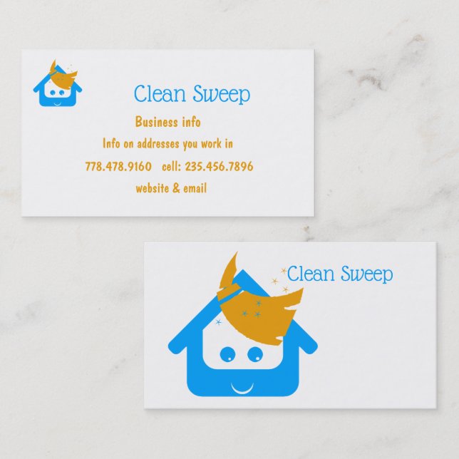 Carte De Visite Nettoyage de l'entreprise nettoyage Sweep Cute Hou (Devant / Derrière)